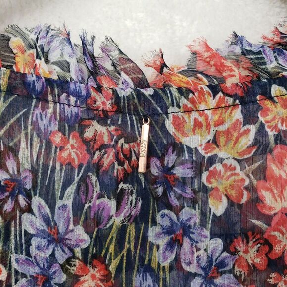 MISA Los Angeles Dress Womens Small Navy Floral Ruffle Long Sleeve Boho Mini USA - Picture 6 of 14